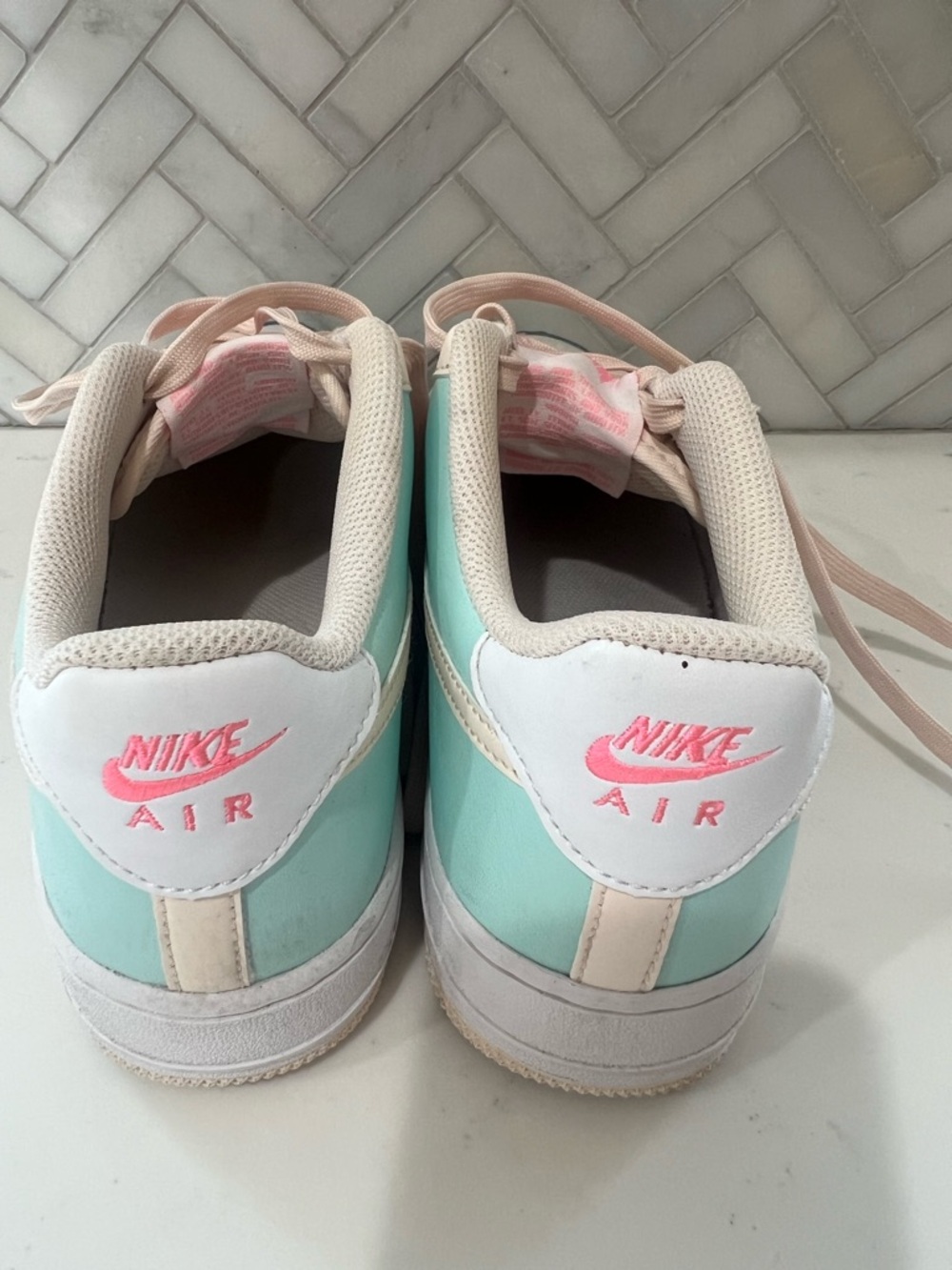 Nike Air Force 1  Shoes Mint Pink Boys big kids youth  size 6.5  women size 8.5